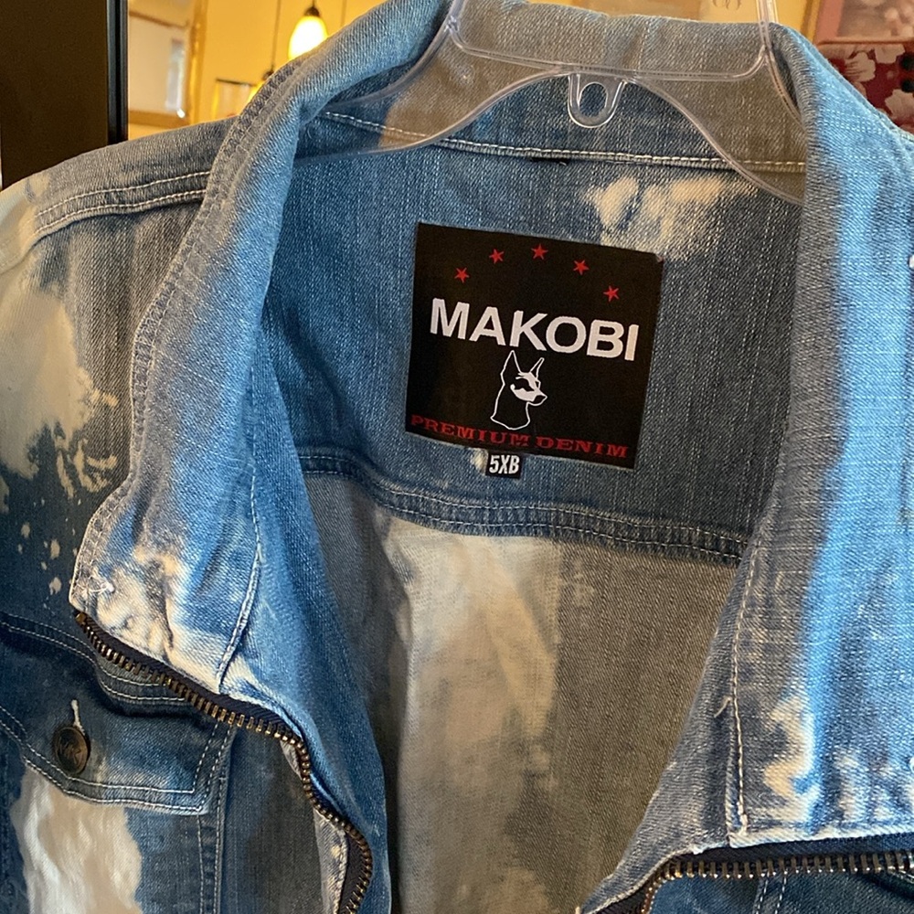 MAKOBI moto biker jeans jacket - Picture 5 of 15